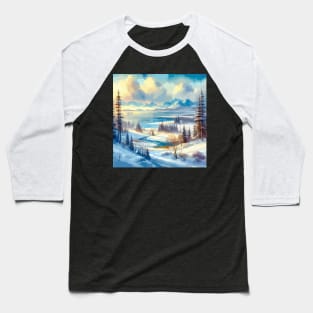 Winter River Winter Landscape Baseball T-Shirt